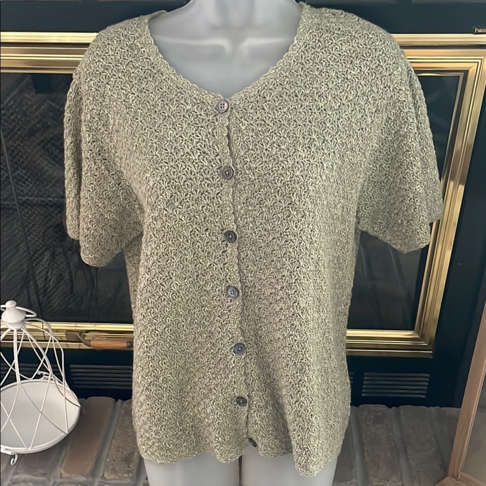 Orvis textured short sleeve button up cardigan